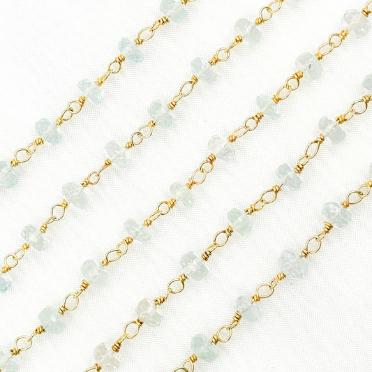 Aquamarine Gold Plated Wire Chain.