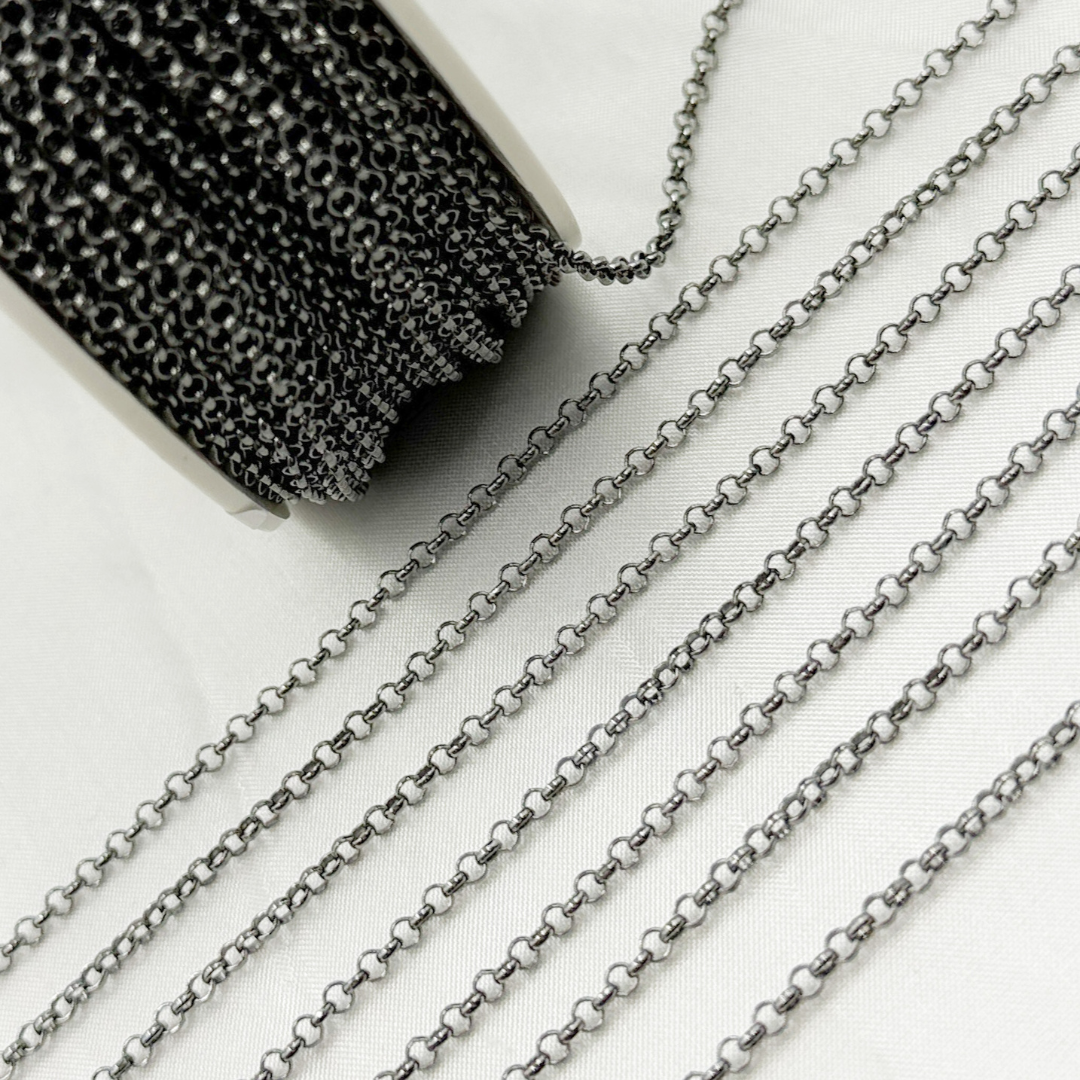 Oxidized 925 Sterling Silver Rolo Chain. V107BR