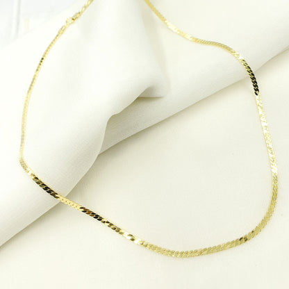14K Solid Yellow Gold Flat Snake Chain