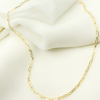 14K Solid Gold Paperclip Diamond Cut Chain