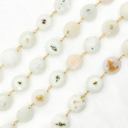 Solar Quartz Coin Shape Gold Plated Wire Chain.