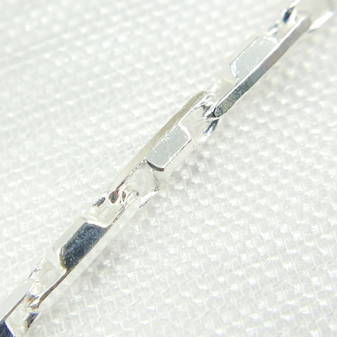 925 Sterling Silver Diamond Cut Bar Link Chain.