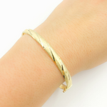 Load image into Gallery viewer, 14K Solid Gold Matte Textured Bangle
