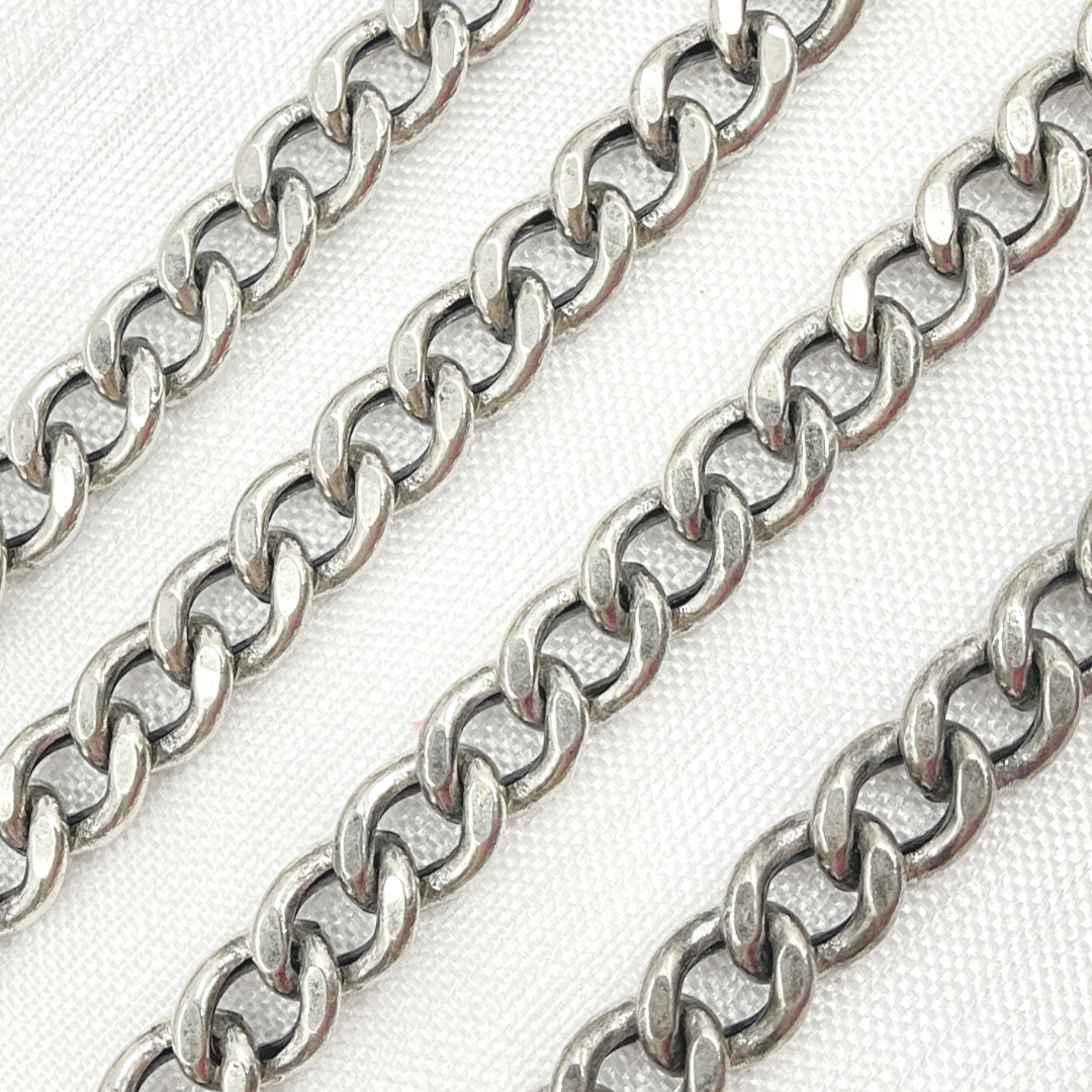 Oxidized Sterling Silver Hollow Curb Link Chain