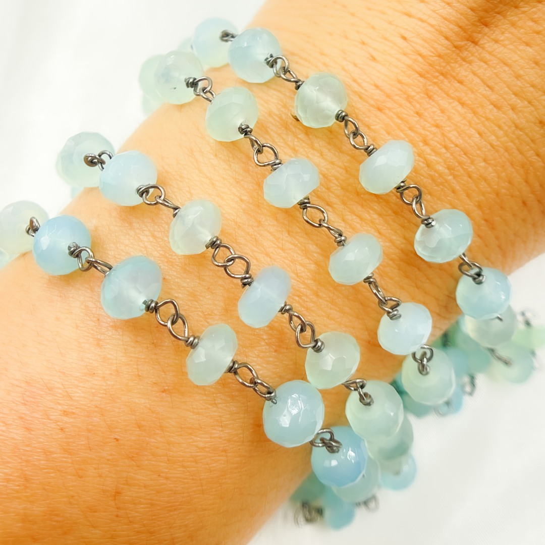Blue Chalcedony Oxidized Wire Chain