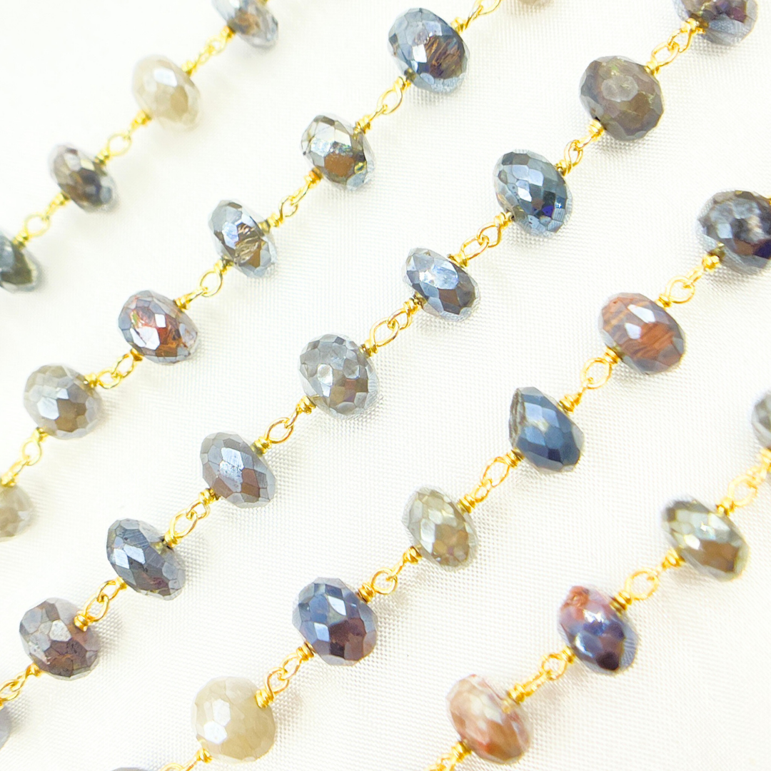 Coated Cats Eye Gold Plated Wire Chain