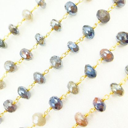 Coated Cats Eye Gold Plated Wire Chain