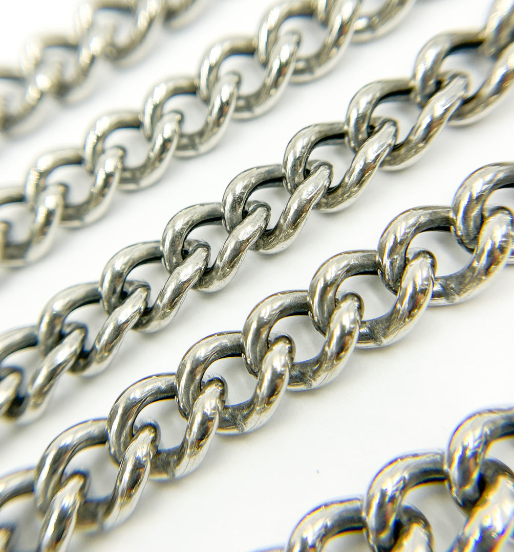 Oxidized 925 Sterling Silver Curb Chain. Y5OX