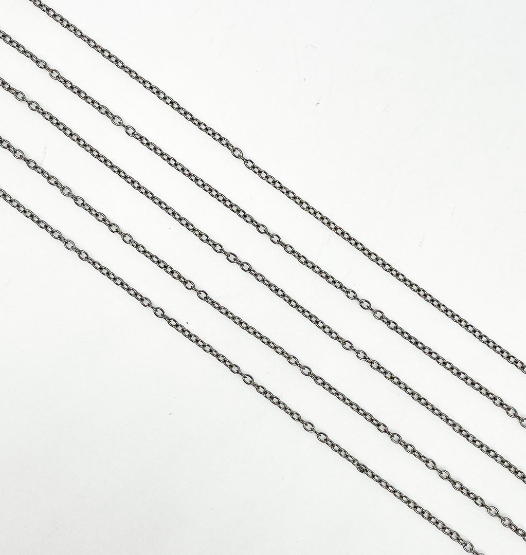 Black Rhodium 925 Sterling Silver Cable Chain. BR3