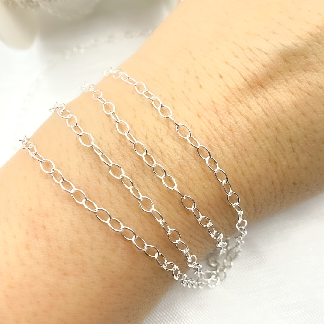 925 Sterling Silver Smooth Oval Link Chain. 