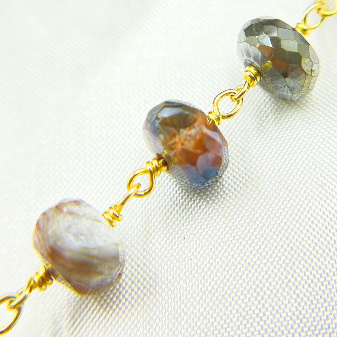 Coated Cats Eye Gold Plated Wire Chain