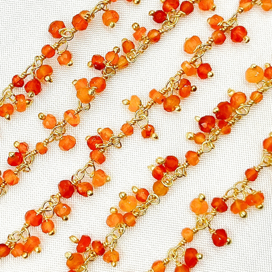 Carnelian Cluster Dangle Gold Plated Wire Chain.