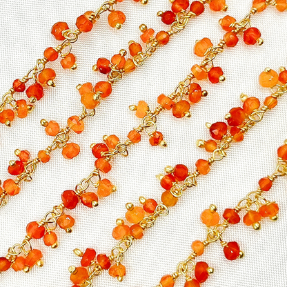 Carnelian Cluster Dangle Gold Plated Wire Chain.