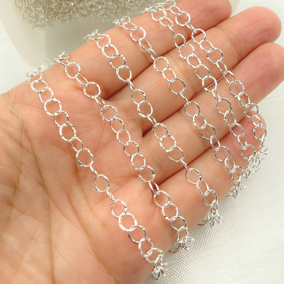 Sterling Silver Hammered Circle Chain