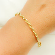 14K Solid Yellow Gold Diamond Cut Marina Style Link Bracelet