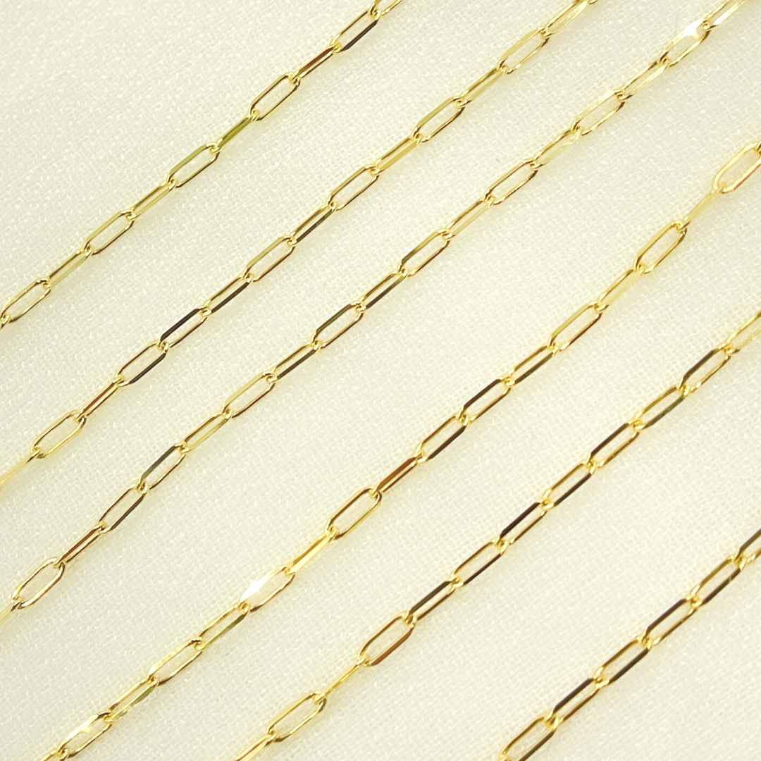 14K Solid Yellow Gold Flat Paperclip Chain by Foot