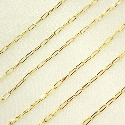 14K Solid Yellow Gold Flat Paperclip Chain by Foot