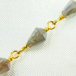 Load image into Gallery viewer, Coated Labradorite Tear Drop Gold Plated Wire Chain. CLB32
