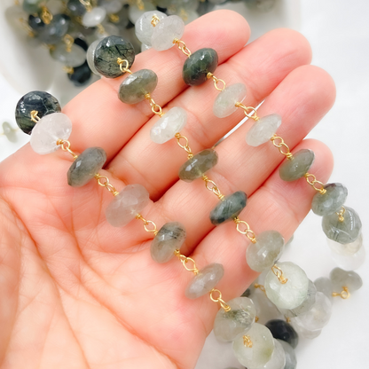Green Rutile Gold Plated Wire Chain.