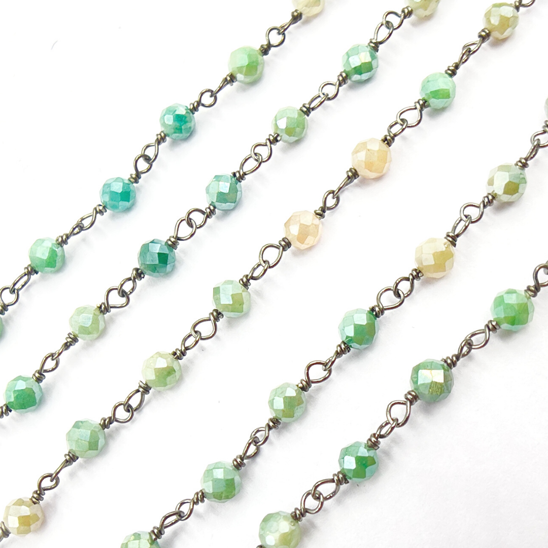 Coated Green Quartz Wire Chain. CQU22