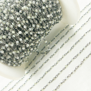 Coated Prehnite Oxidized 925 Sterling Silver Wire Chain