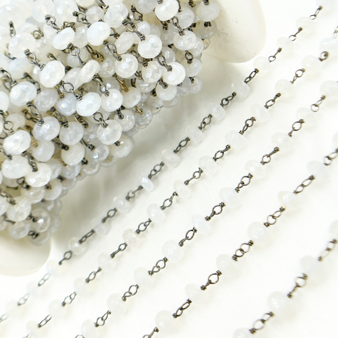 Coated Natural Chalcedony Oxidized Wire Chain