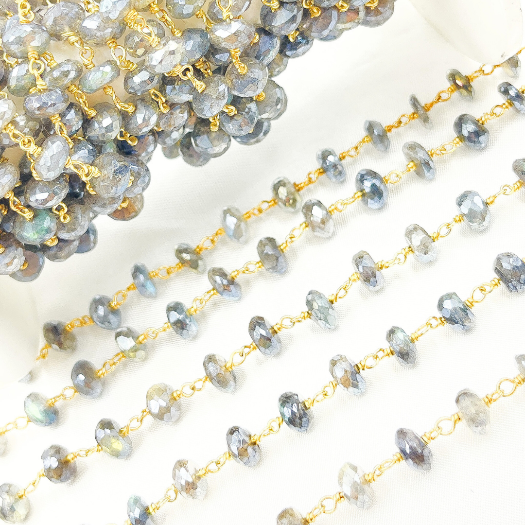 Coated Labradorite Gold Plated Wire Chain