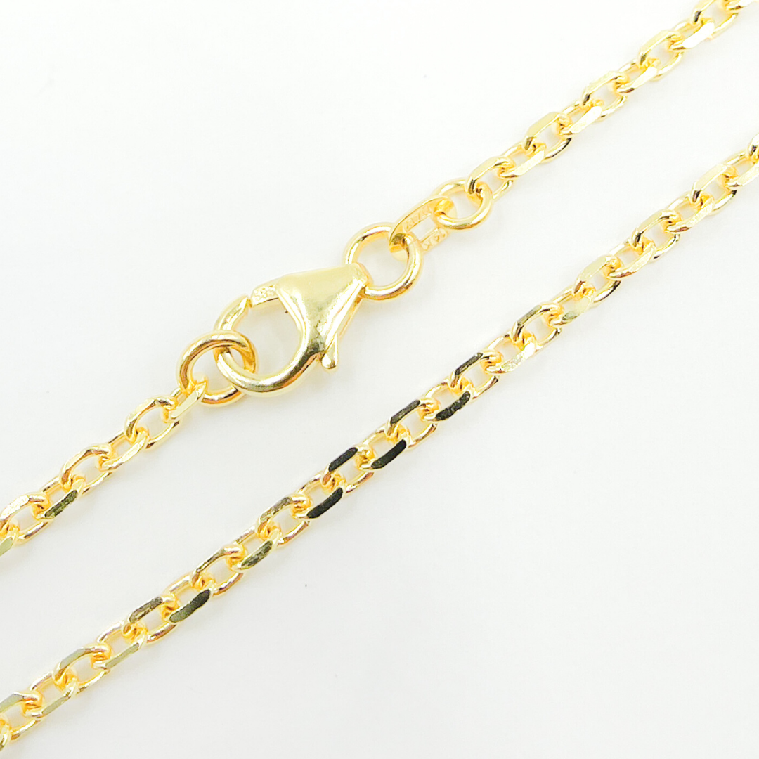 070KFD8. 14K Solid Gold Diamond Cut Cable Chain