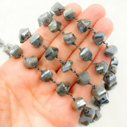 Coated Labradorite Nugget Shape Oxidized Wire Chain