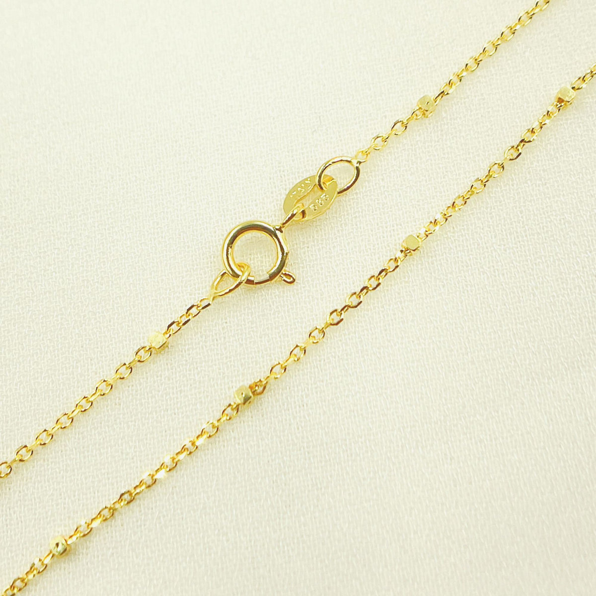 14K Solid Yellow Gold Cubes Satellite Chain