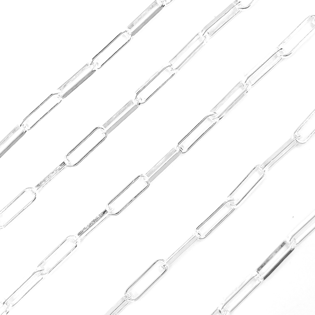 925 Sterling Silver Paperclip 11x4mm Link Chain. V128SS