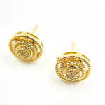 Load image into Gallery viewer, 14K Solid Gold and Diamonds Circle Earrings