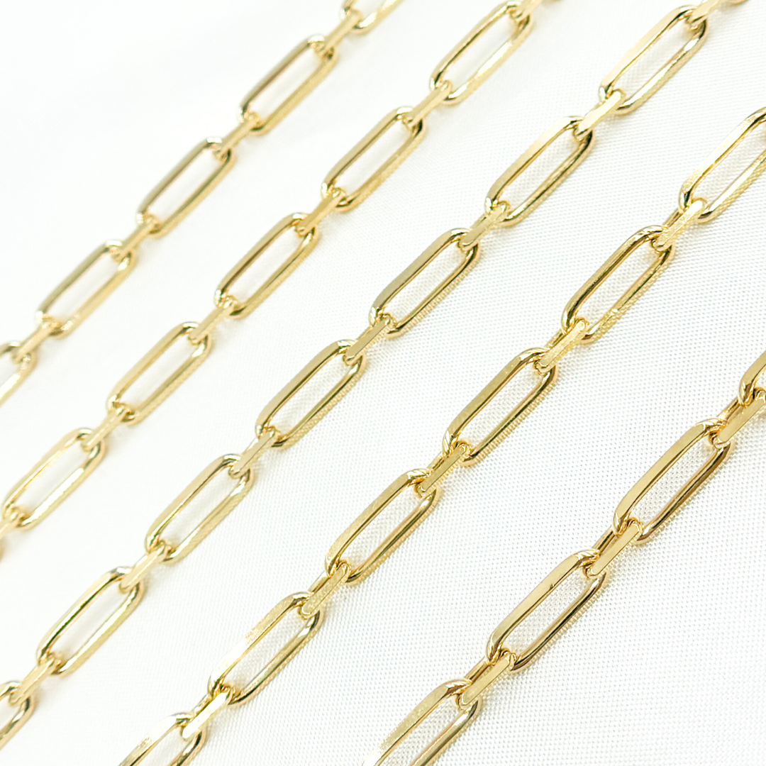 Gold Plated 925 Sterling Silver Diamond Cut Paperclip Link Chain. Z48GP