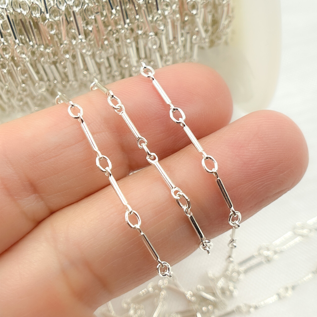 567SS. 925 Sterling Silver Fancy Bar Chain