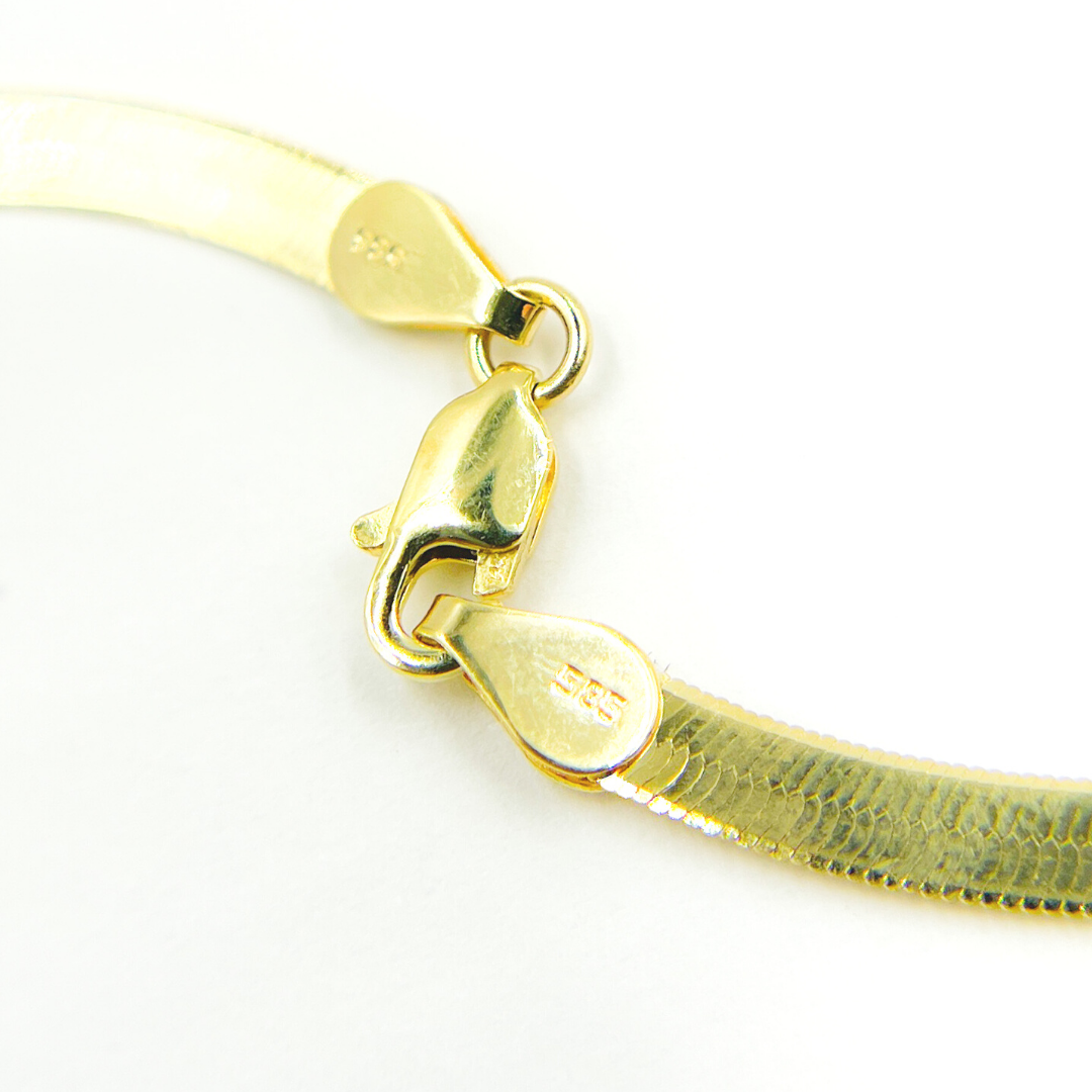 14K Solid Gold Herringbone Chain