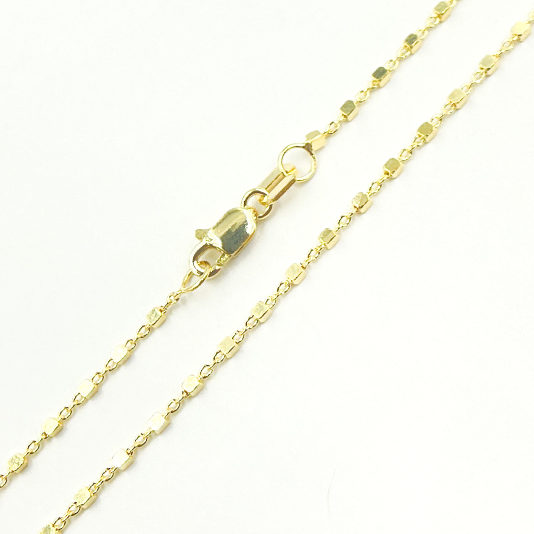 14K Solid Gold Cable and Cubes Chain
