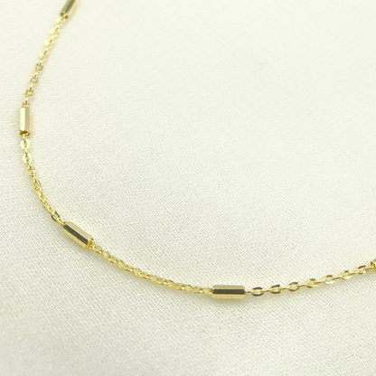 14K Solid Gold Cable and Bars Chain
