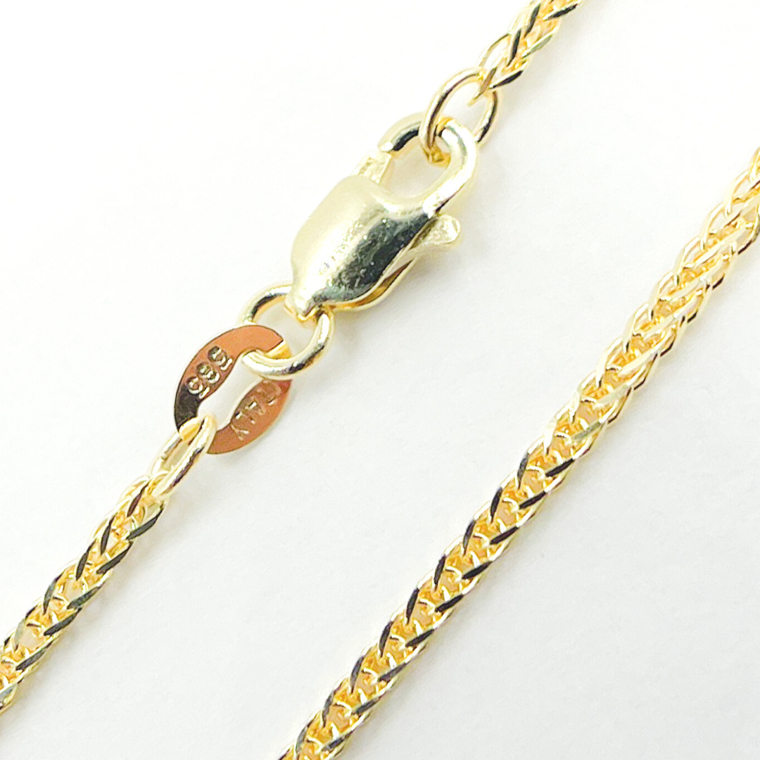 14K Solid Gold Wheat Chain