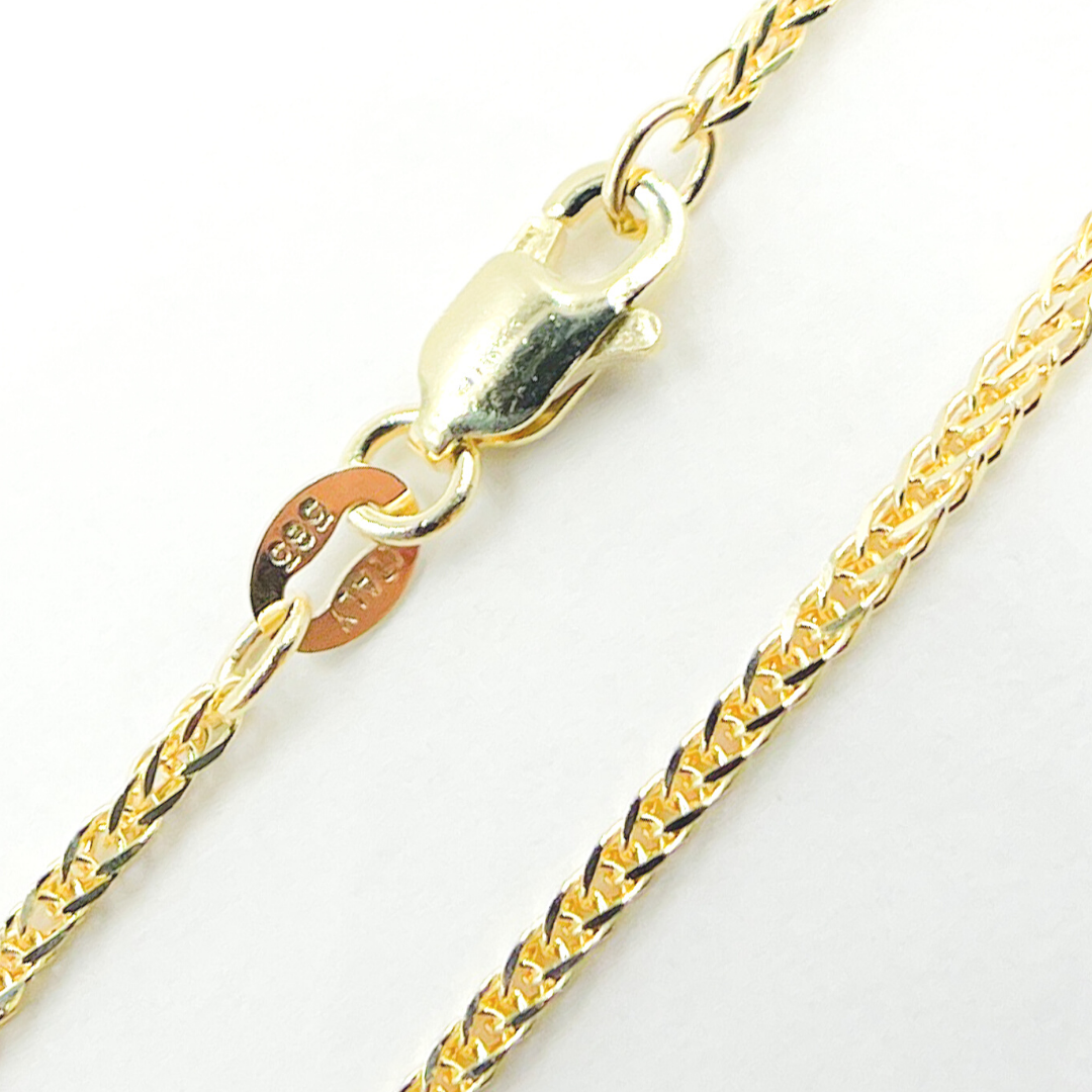 030SP3T4G. 14K Solid Gold Wheat Chain