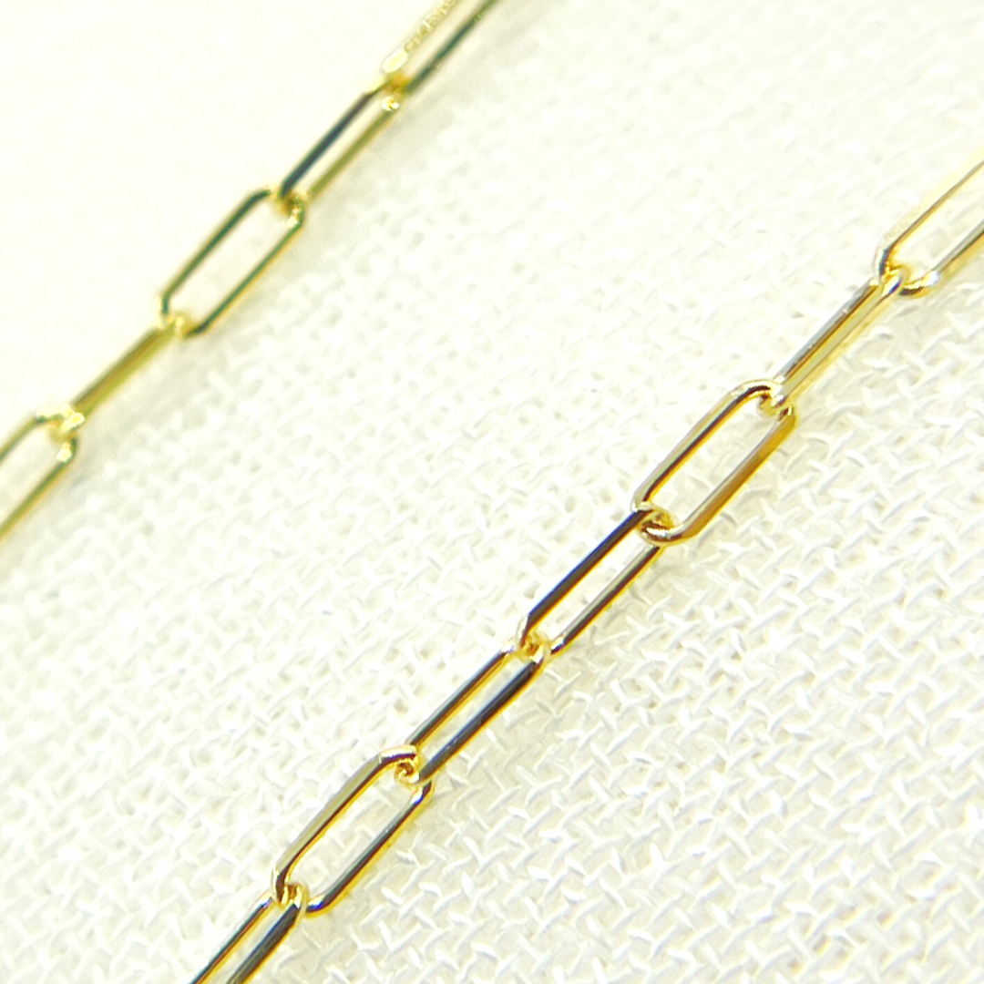 14K Solid Yellow Gold Flat Paperclip Chain by Foot