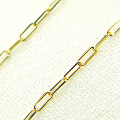 14K Solid Yellow Gold Flat Paperclip Chain by Foot