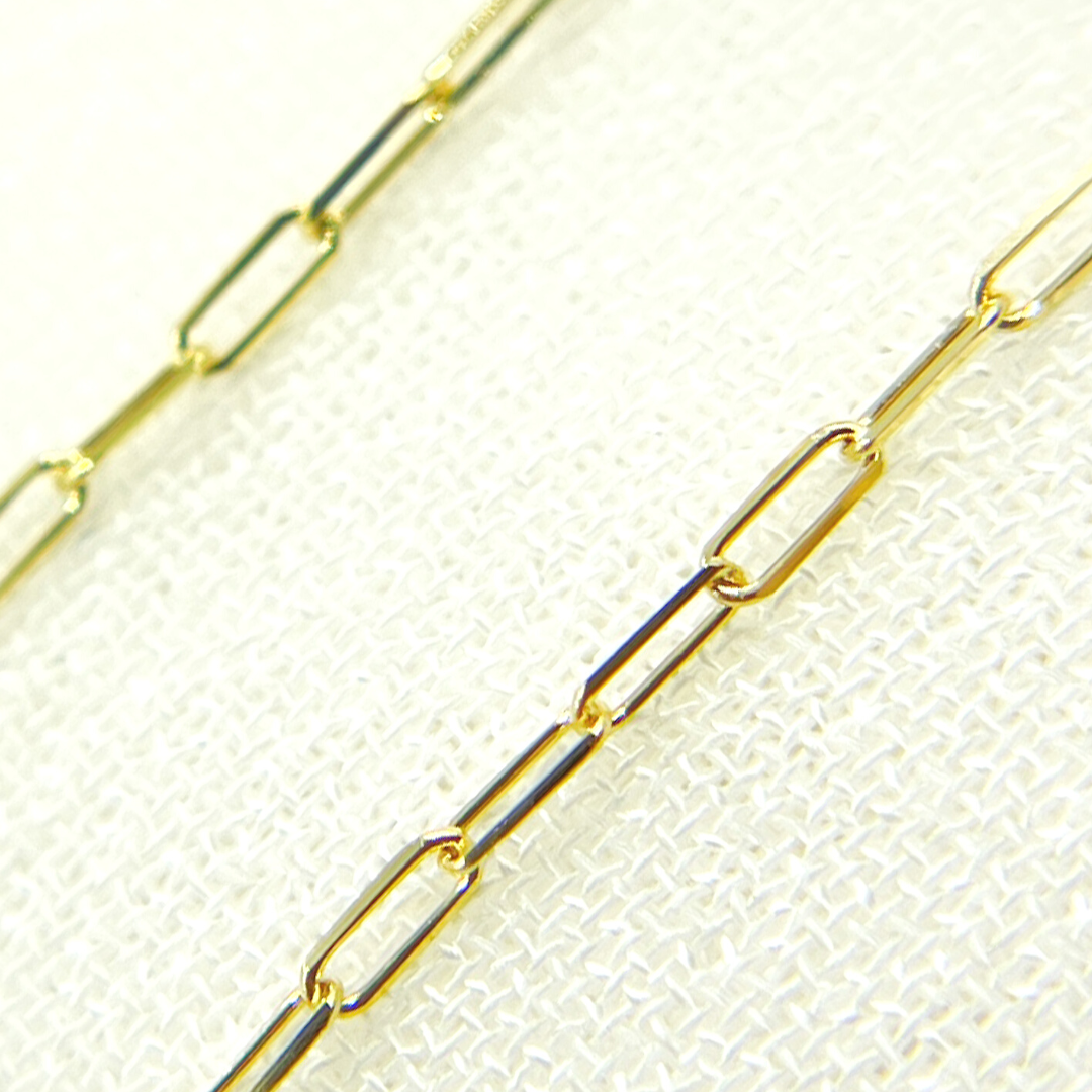 14K Solid Yellow Gold Flat Paperclip Chain by Foot. 025FVBFVT5byFt