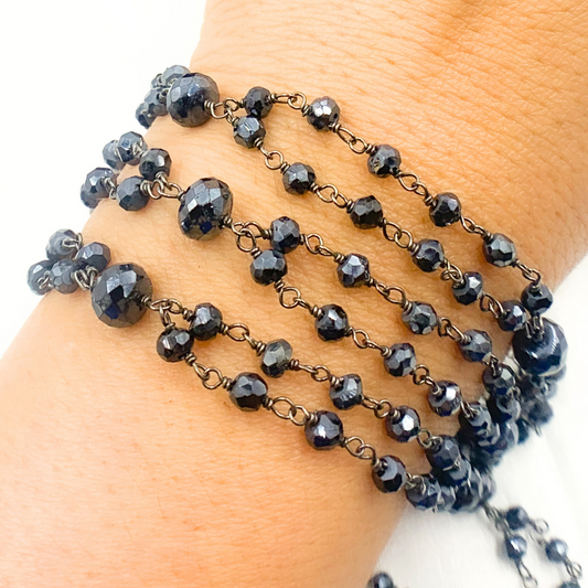 Coated Black Spinel Fancy Oxidized Wire Chain