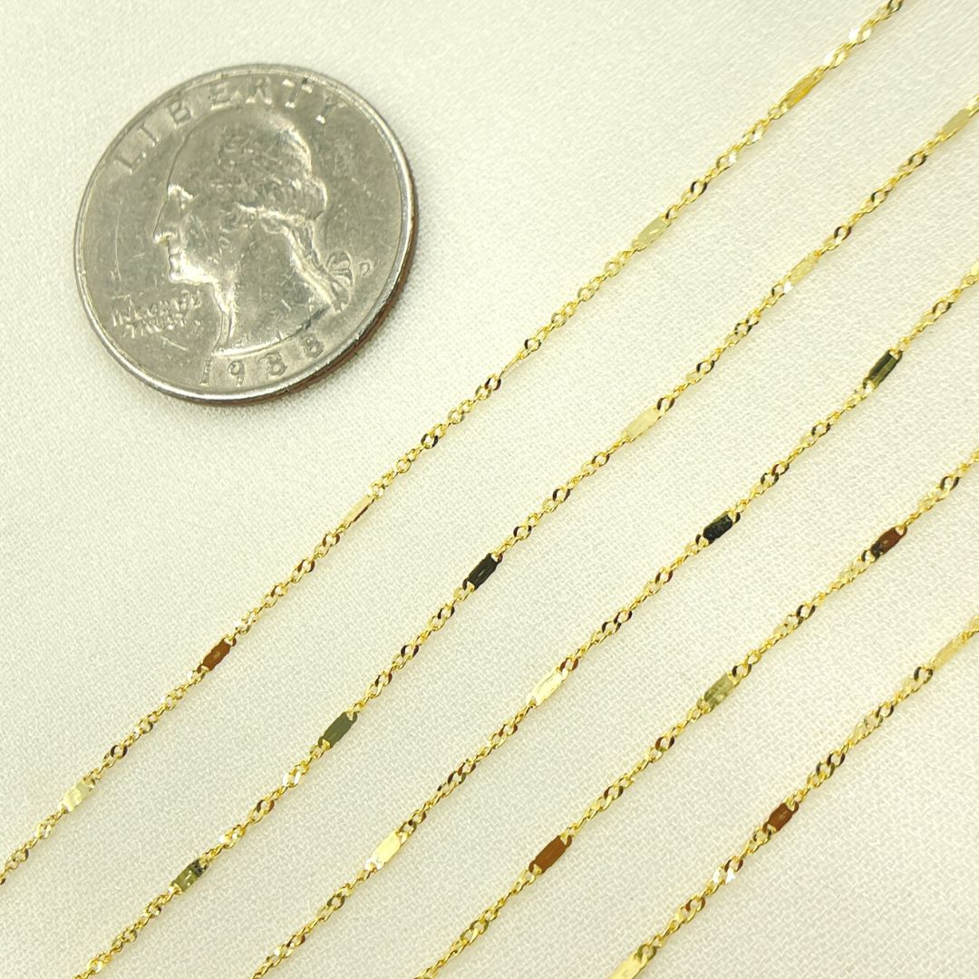 14K Solid Gold Flat Bar & Singapore Link Chain