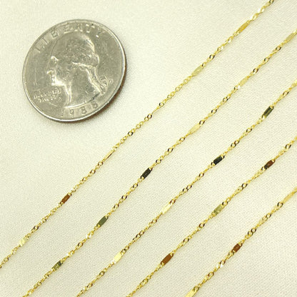 14K Solid Gold Flat Bar & Singapore Link Chain