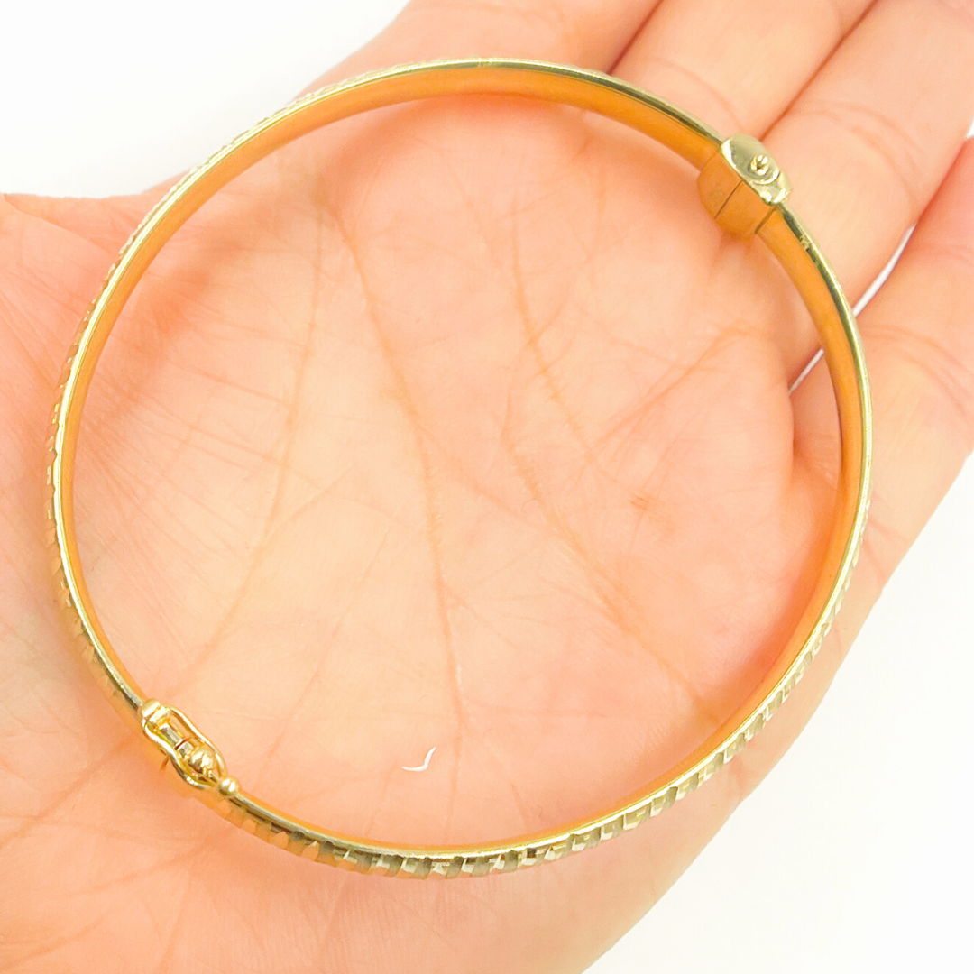 14K Solid Gold Matte Textured Bangle