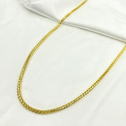 14k Solid Yellow Gold Wheat Chain