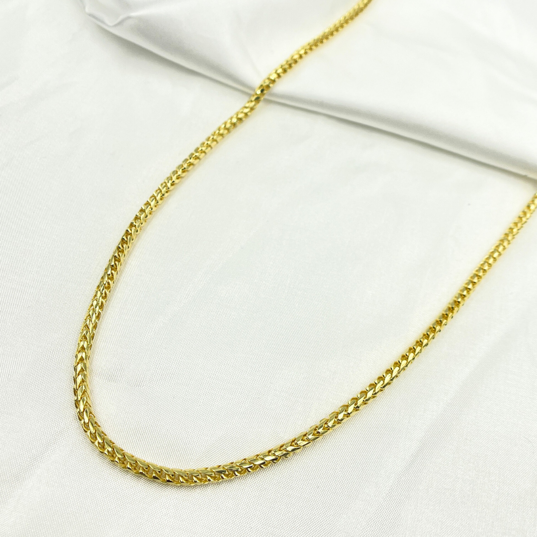 100FRFDT. 14k Solid Yellow Gold Wheat Chain