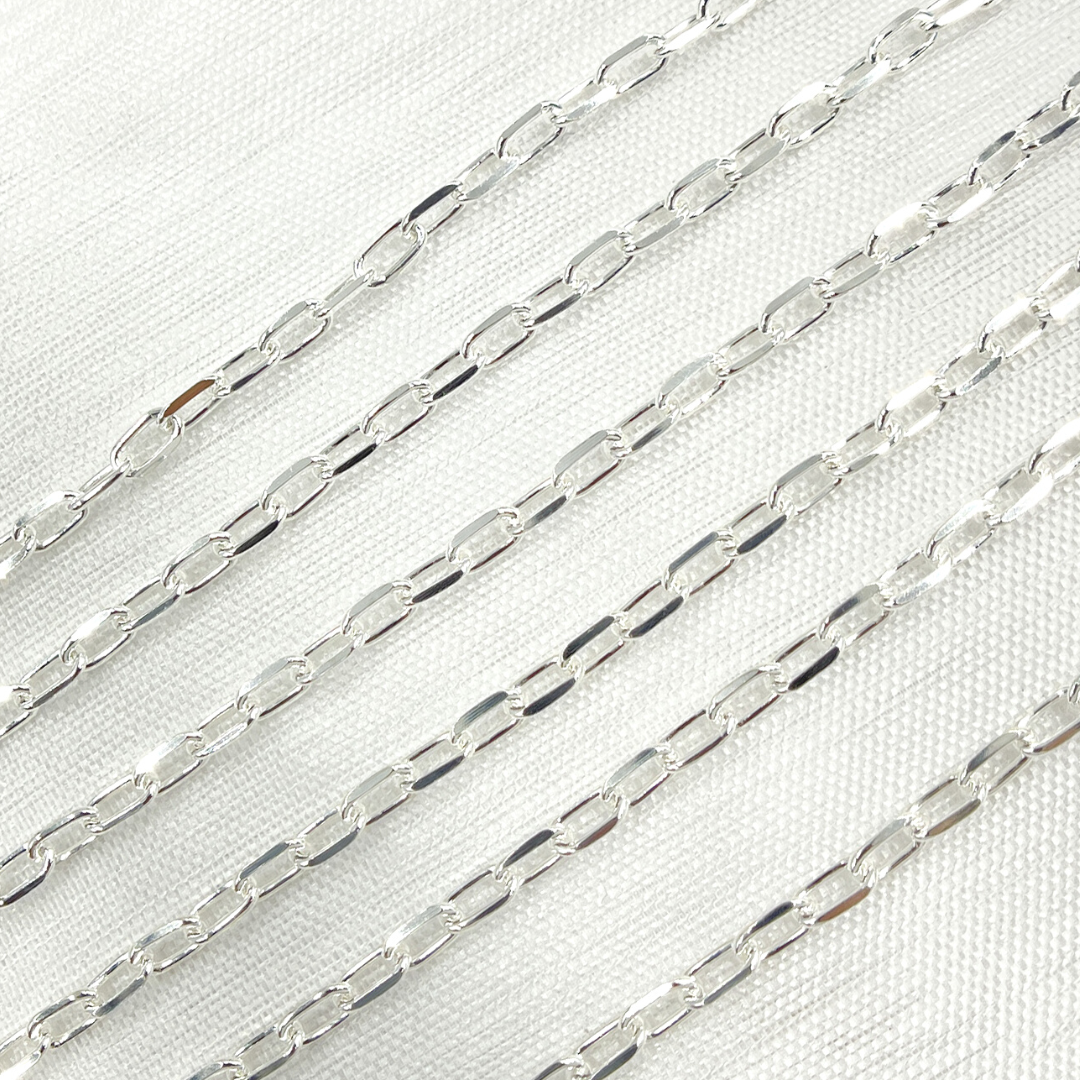Sterling Silver Diamond Cut Paperclip Link Chain