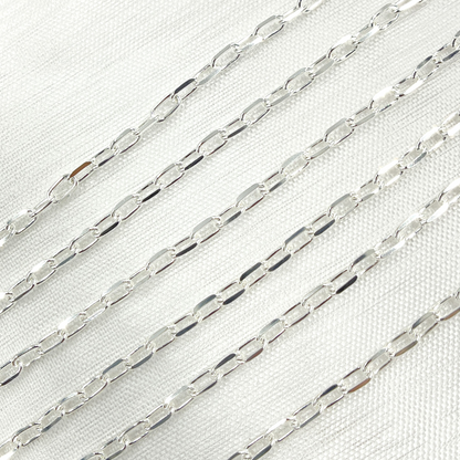 Sterling Silver Diamond Cut Paperclip Link Chain